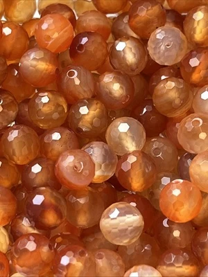 Orangener Achat Perlen mit Rund Facettiert Loch 50 Stk 7-8 mm Edelstein Kristall - Bild 1 von 4