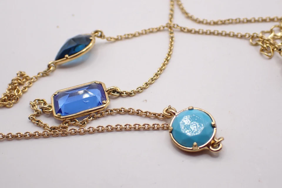 Kate Spade Necklace, Goldtone Chain, Blue Cut Glass Spacers 37 in. - Image 2 of 4