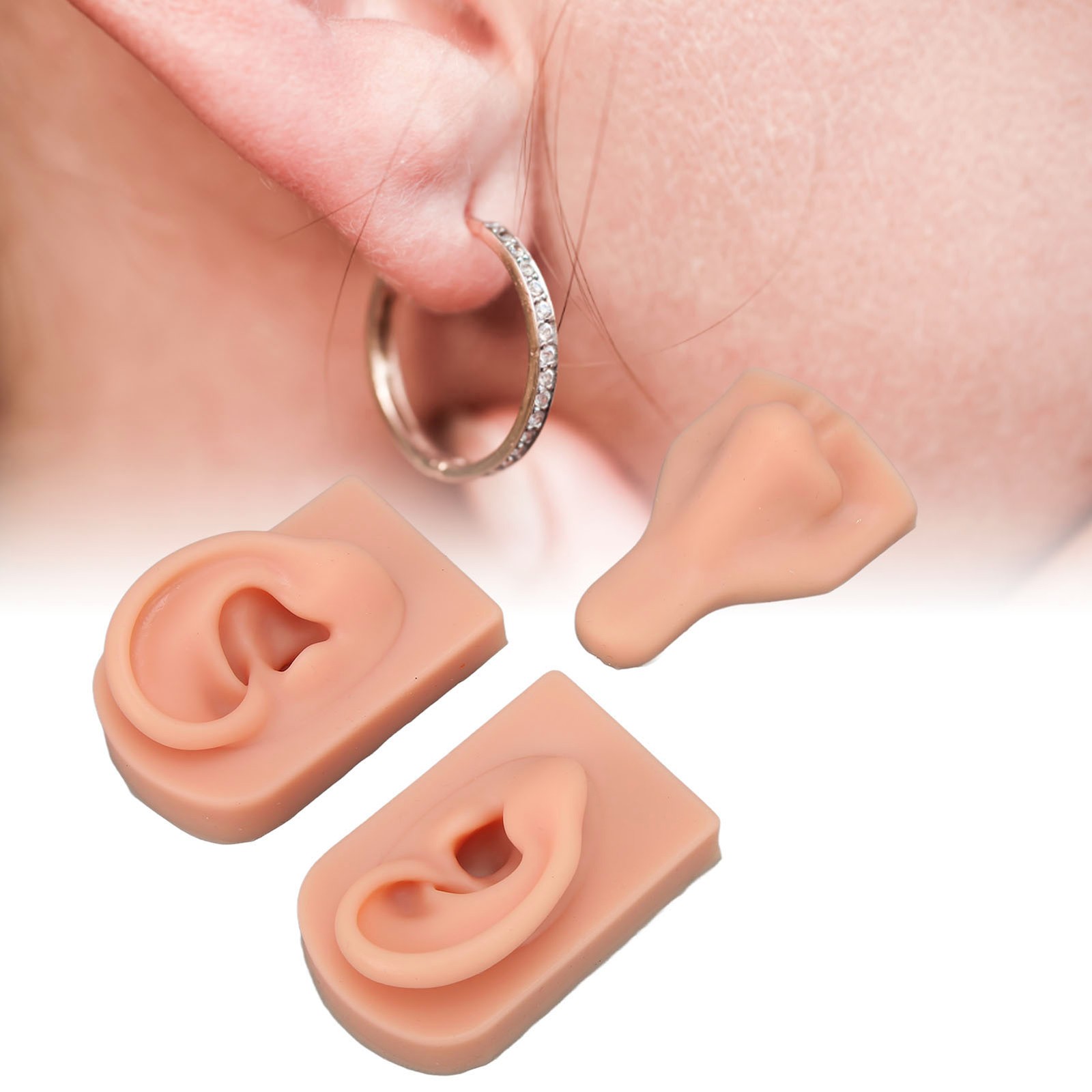 ༝Silicone Piercing Practice Model Simulation Soft Flexible Nose Ears Model Fo
