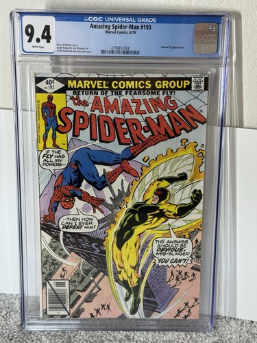 AMAZING SPIDER-MAN # 193 CGC 9.4 WHITE PAGES ~ HUMAN FLY APPEARANCE!