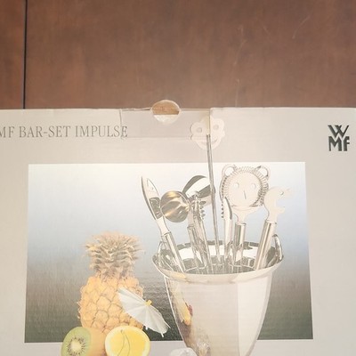 WMF 7 Piece Stainless Steel Bar Set Dishwasher Safe Jigger Strainer 06 8688 6040