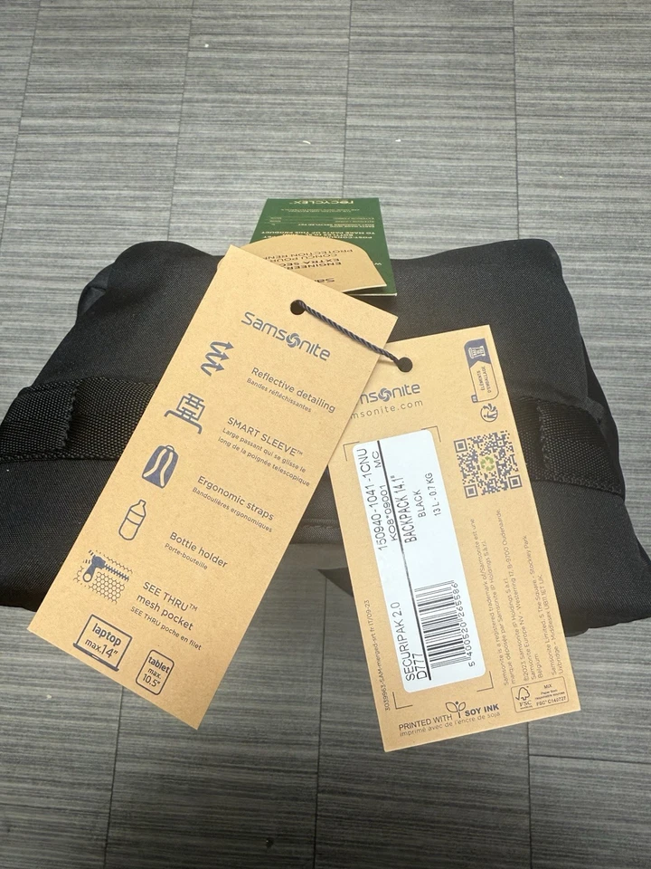 Samsonite Securipak Laptop Backpack 44cm 17L black brand new with tags - Image 4 of 4