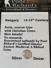 Hungary Silver obol Scarce Type w/Christian Cross 9mm Near Mint Condition CM75