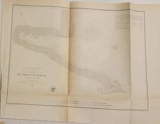 1856 B&W US Coast Survey Map Chart Blakely Harbor Washington Territory Bache