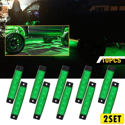 20x Underglow Pods Lights Strip Green Underbody LED Rock Lamp for ATV Jeep Truck