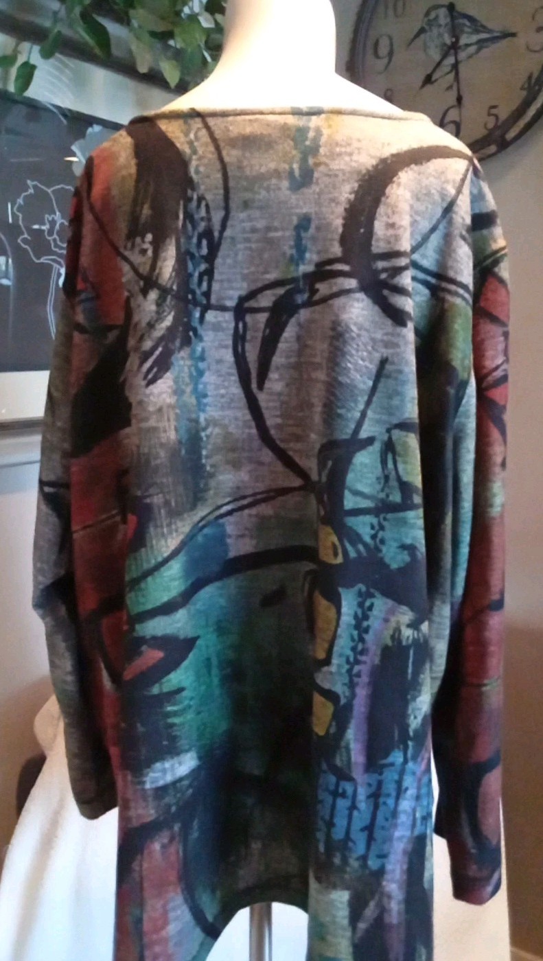 Ali Miles Multi Colored Pullover Geometric Print … - image 4
