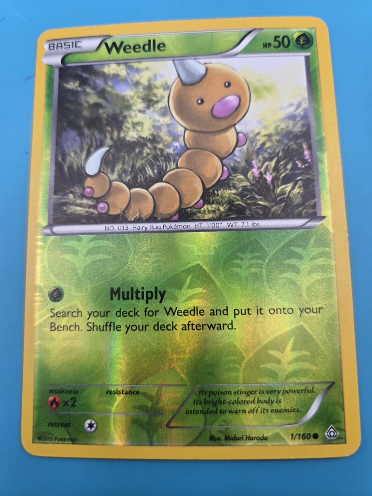 Weedle 1/160 XY Primal Clash Reverse Pokemon Holo LP
