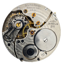 Antique 16s 1917 South Bend 17 Jewel Mechanical Pocket Watch Movement 211 USA