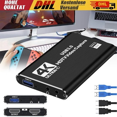 Game Capture Card USB3.0 4K HD Audio Videoaufnahmekarte, HDMI Videoaufnahmegerät