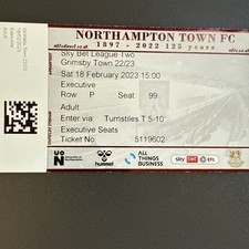 Northampton Town v Grimsby Town(SkyBet League 2 2022/23) 18/2/2023 Match Ticket