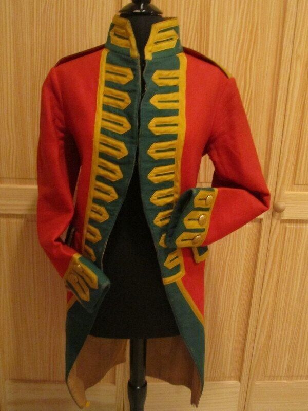 New Antique Colonial Revolutionary War coat Men's Red Green coat