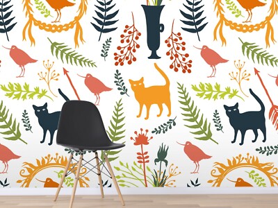 3D Cat Leaves 2034NA Wallpaper Wall Murals Wall Paper Wall Print Decal Mural Fay