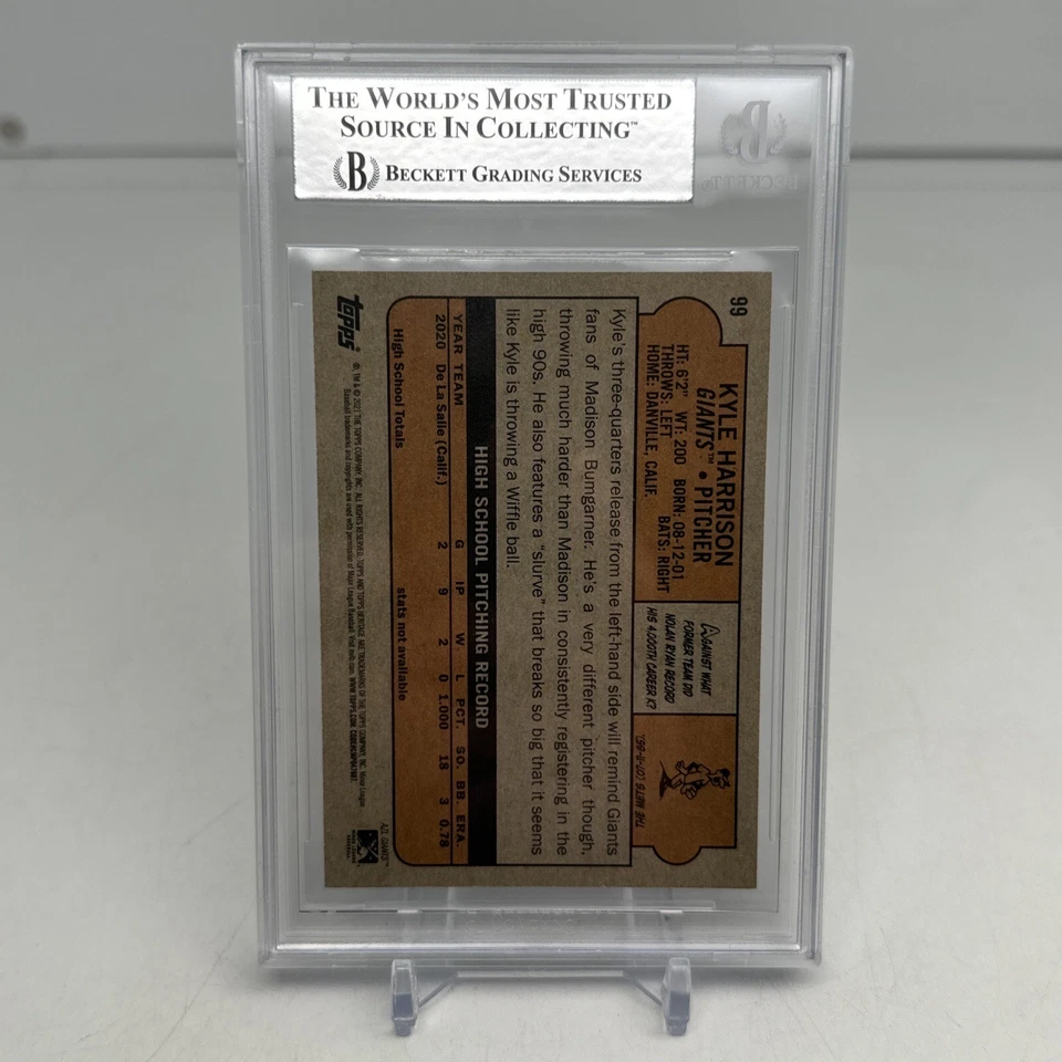 2021 Heritage Minors Kyle Harrison Auto Boston Red Sox #99 Signed BAS Slab - Image 4 of 4