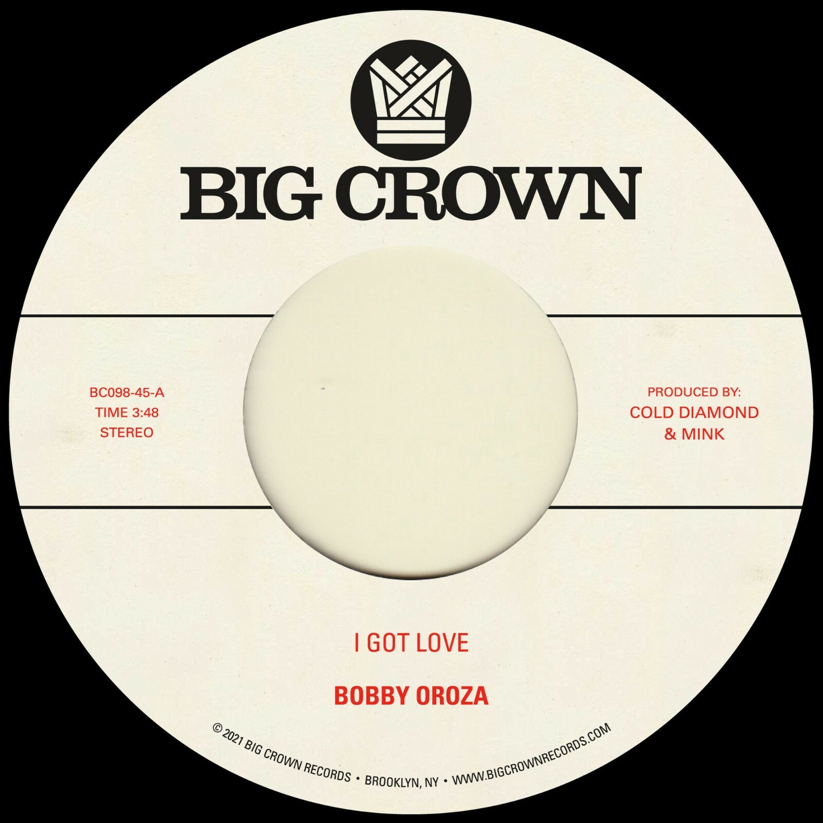 Bobby Oroza - I Got Love / Loving Body (Black 7"" Vinyl) BCR098 (New)034922300981