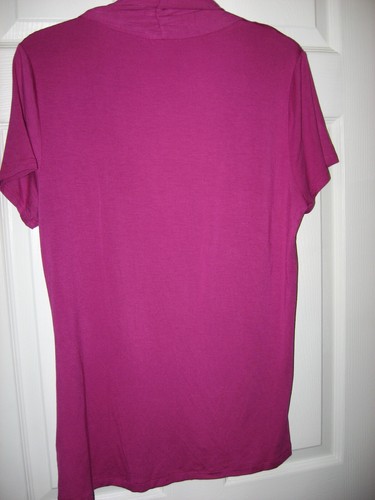 Cable & Gauge, Raspberry,Stretch Knit Top,V Neck,Short Slv,XL - Picture 3 of 5