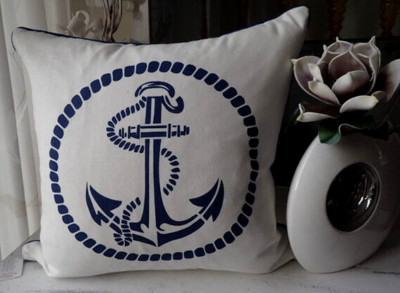 Kissenbezug Maritim Anker See Kissenhülle Dekohülle Motivkissen Bezug 45x45