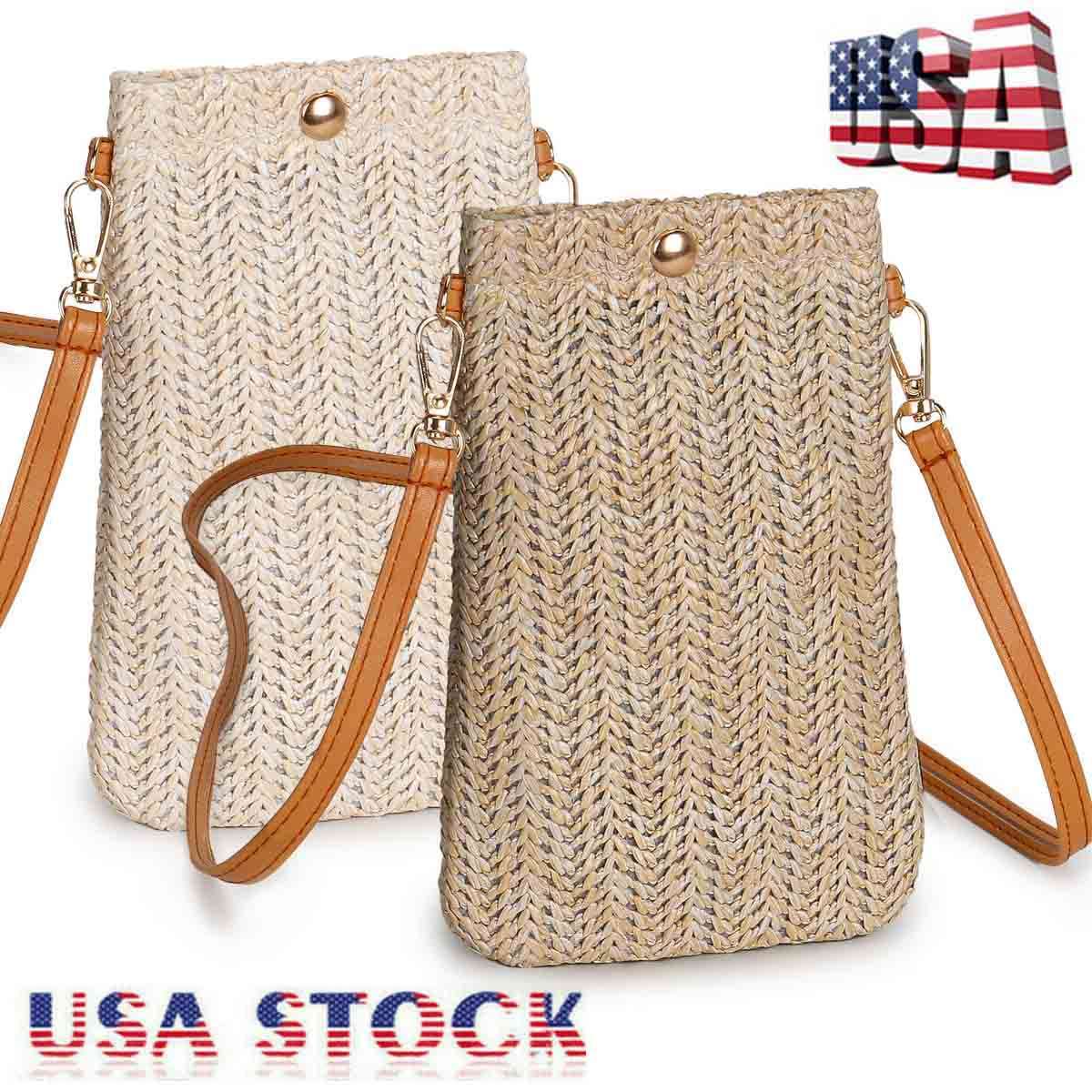 Straw Crossbody Bag Womens Small Woven Summer Purse Handheld Beach Accessory Deago Women Summer Straw Crossbody Bag Beach Handmade Woven  main image 4