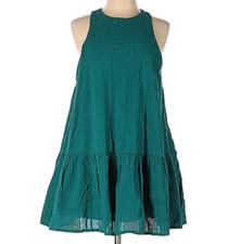 Urban Outfitters Teal Mini Silhouette Dress Sleeveless Ruffles Crew Neck Size M