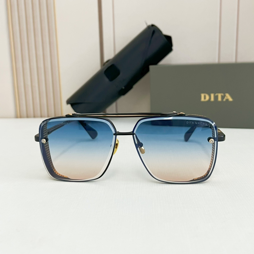 Dita Mach Six Black Gold Frame Blue Lens Sunglasses 6… Gem