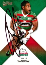 Signed 2011 South Sydney Rabbitohs NRL Select Strike Card - Chris Sandow