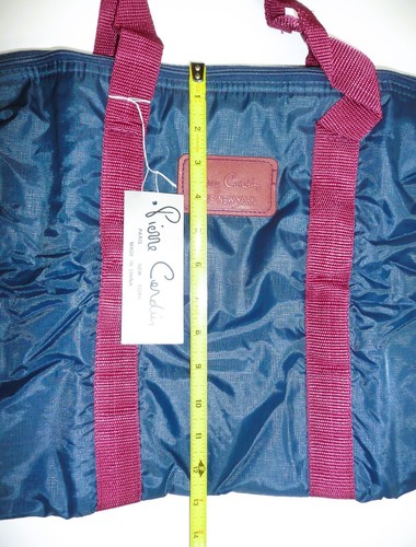 NWT Pierre Cardin Paris New York Blue Maroon Zippered Handbag Tote Purse Gym Bag - Picture 6 of 7