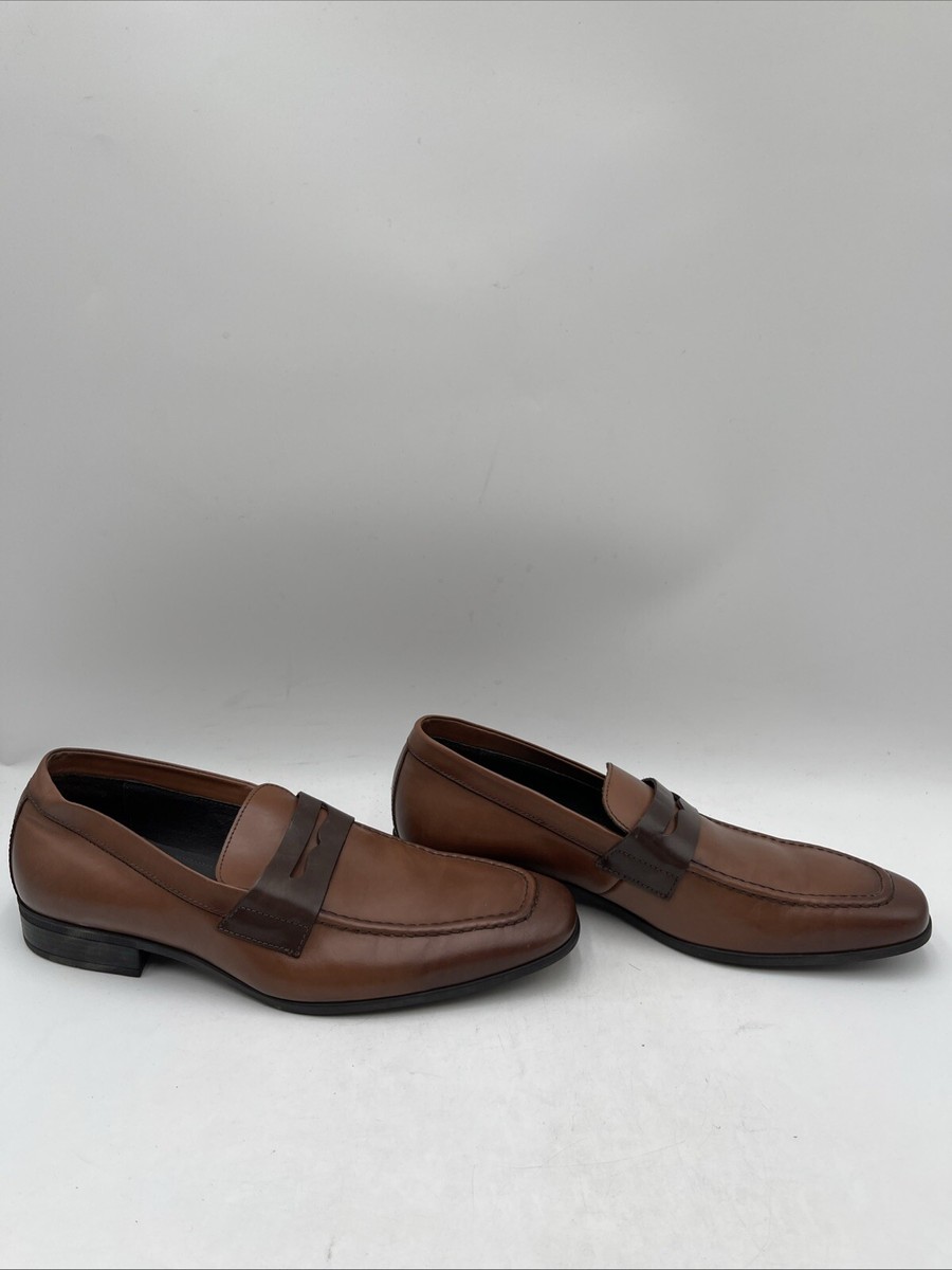 Bruno Magli MINEO Brown Leather Round Toe Slip On Penny Loafers Men‘s Size  M
