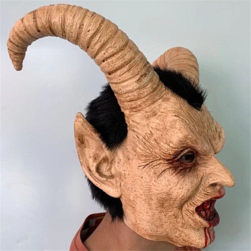 Scary mask demon devil Lucifer Horn latex Masks Halloween Party Horrible Masks - Picture 2 of 5