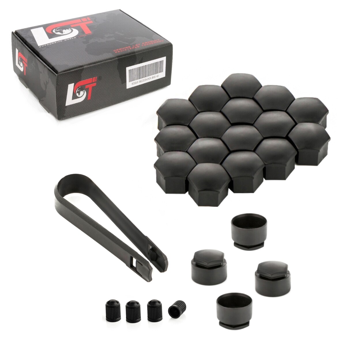 20X Wheel Bolt Caps Locking Screw Black 17Mm For VW Lupo Passat
