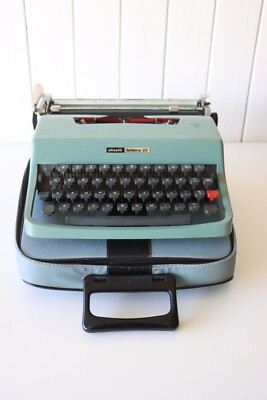 Vintage Blue Olivetti Lettera 32 Typewriter - Original Case