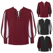 Mens Cosplay Gothic Renaissance Steampunk Medieval Costume T-Shirt Halloween