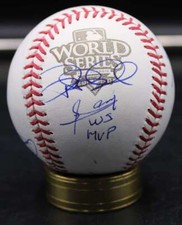 2010 Giants Signed World Series Baseball Pablo Sandoval/Bochy +7 Auto D13177