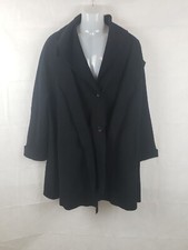 Oska Black Virgin Wool 3/4 Coat Size 3 Regular Button Down Pockets Overcoat