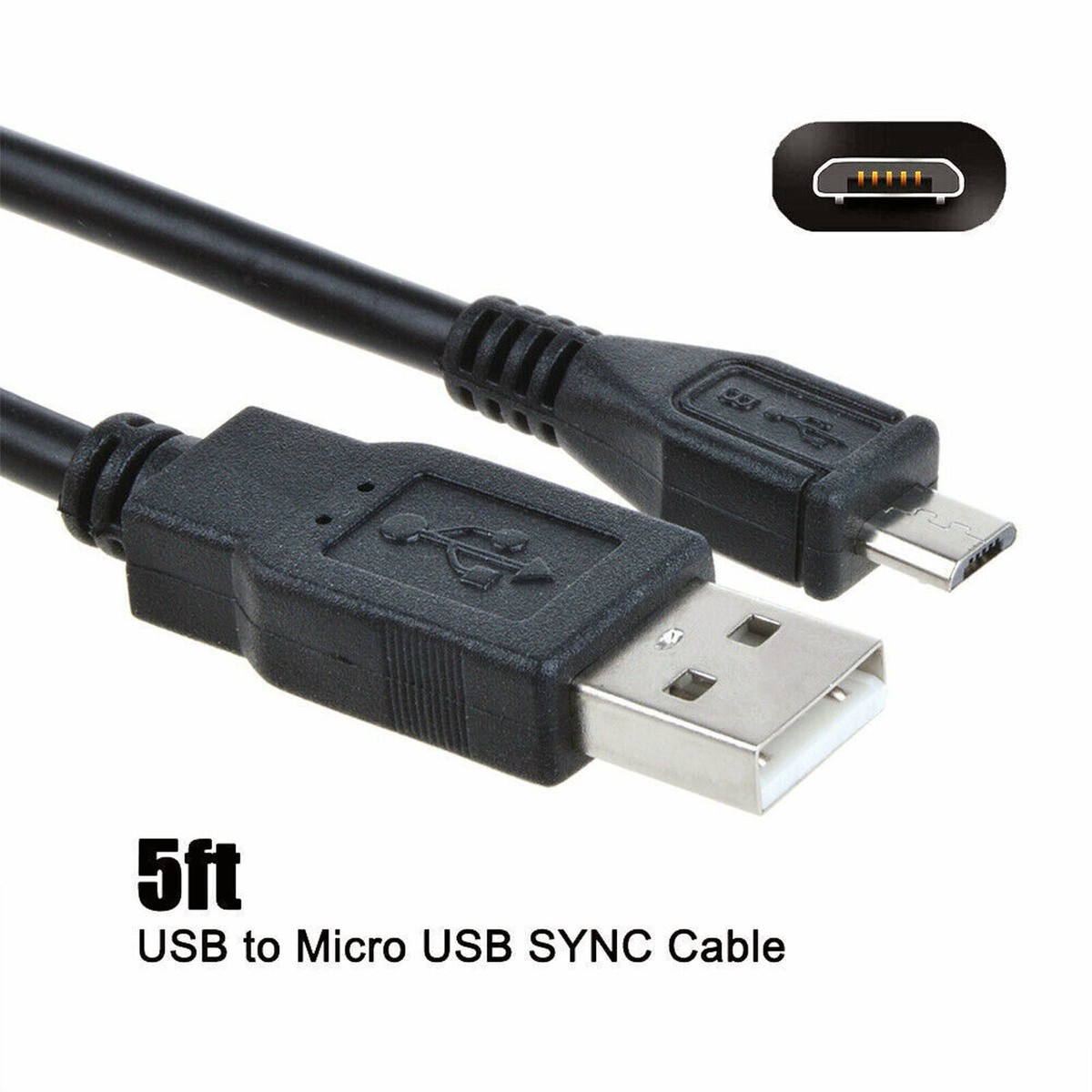 5ft Micro USB Charging Data Cable Cord for Sony A7 A68 A3000 A3500
