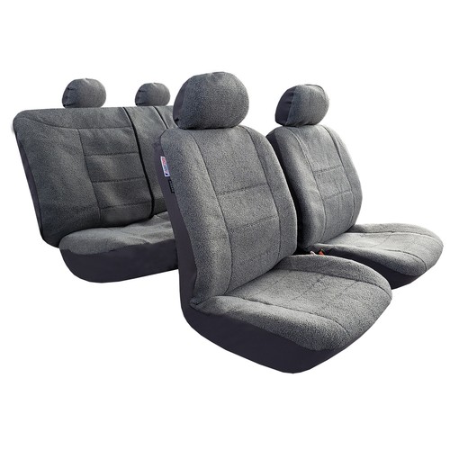Sheepskin Like Seat Covers, Cool Grey Imitation Lambswool, For
