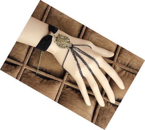 Pulsera GAMUZA NEGRA, Pulsera Hecha a Mano. Vintage, Boda, Vestido Elegante.FOX BB05 - Imagen 6 de 7