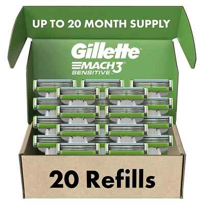 Gillette Mach3 Sensitive Mens Razor Blade Refills 20 Count Designed for Skin