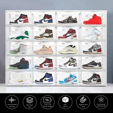 1Pc/4Pcs LED Shoe Box Drop Side Stackable Light Up Sneaker Display Storage Cases