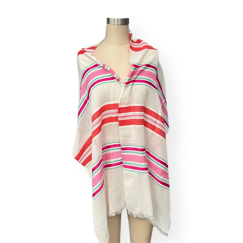 Talbots Lightweight Scarf Shawl Cotton Rayon 17x72 Woven India Pink New with Tag - Image 2 of 4