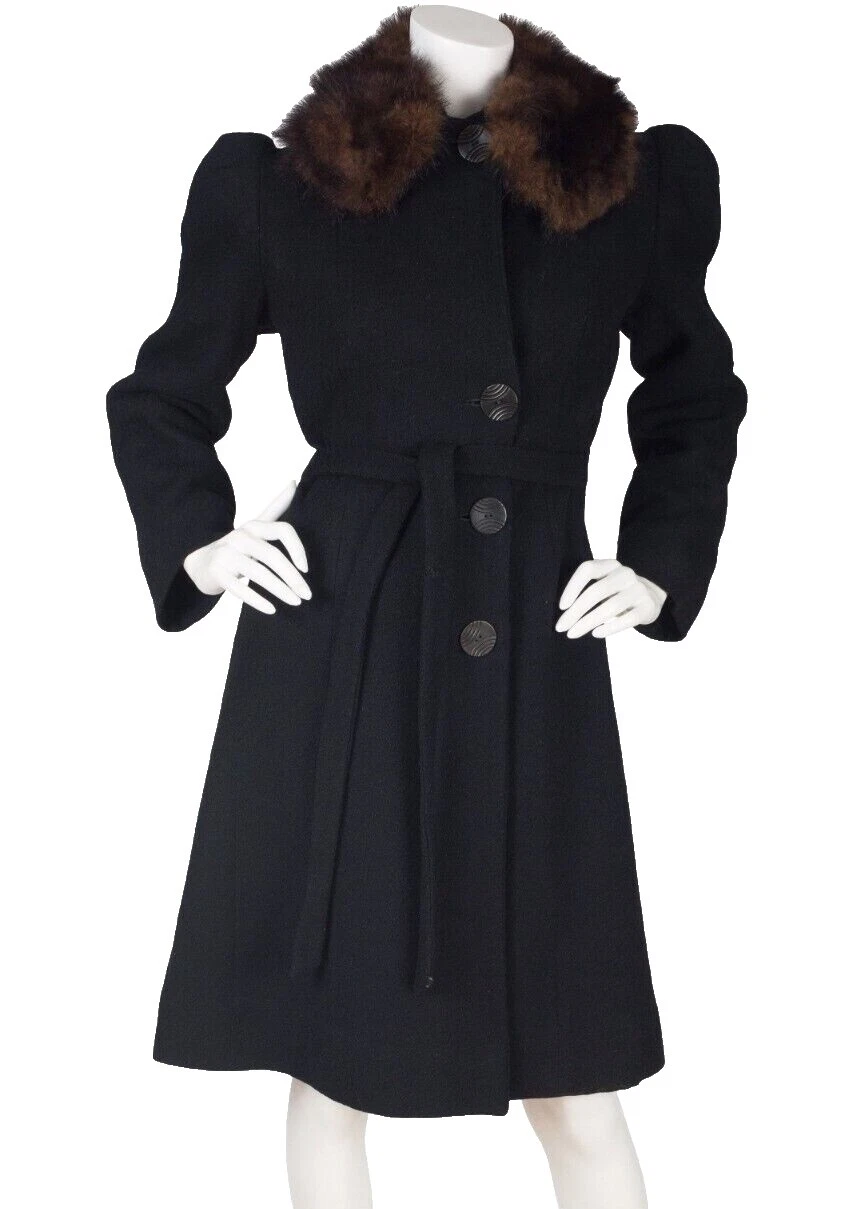 Ropa vintage negra de piel para mujeres 1930s década