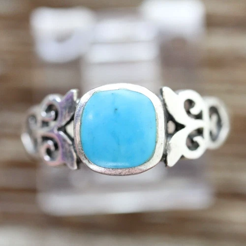 VINTAGE TURQUOISE STERLING SILVER 925 RING SZ 8.25 SOUTHWEST RETRO PRETTY