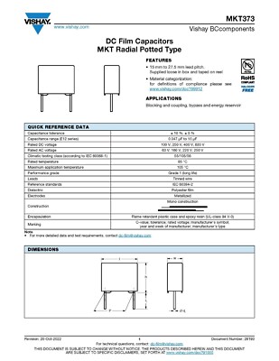 2 Condensatori A Film PHILIPS MKT373 8.2uF 100V 5% Passo 27.5mm – Nuovi