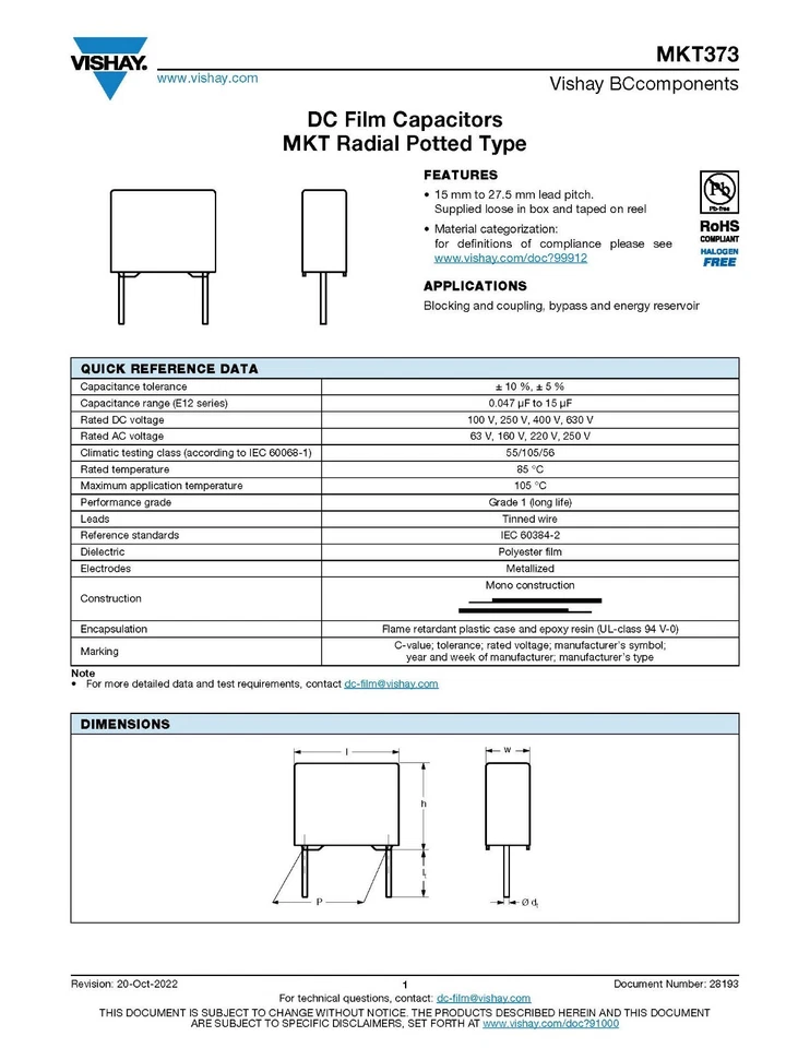 2pcs - PHILIPS MKT373 8.2uF (8,2µF) 100V 5% P:27.5mm Film Capacitor - Изображение 3 из 3