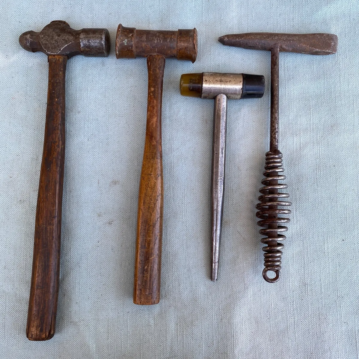 Auto Body Mechanics Hammer Pick Tool Lot Brass Ding Finish Chisel Ball Peen  Wood