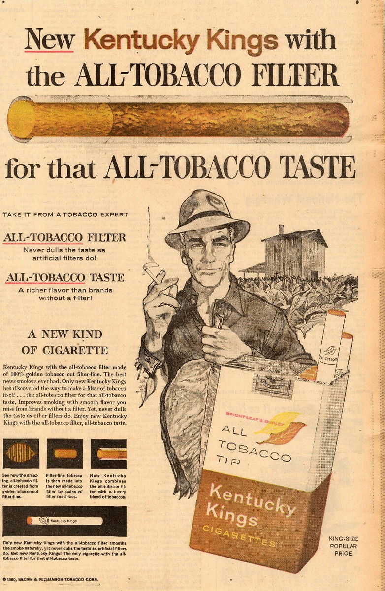 cost of cigarettes in kentucky Kentucky Kings Cigarettes 1960 Original Newspaper Ad, 9