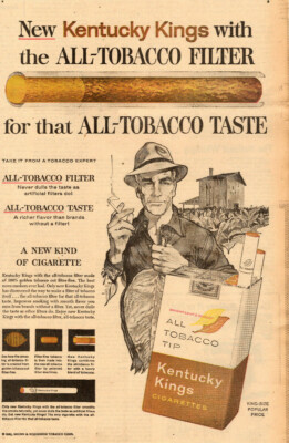 Kentucky Kings Cigarettes 1960 Original Newspaper Ad, 9