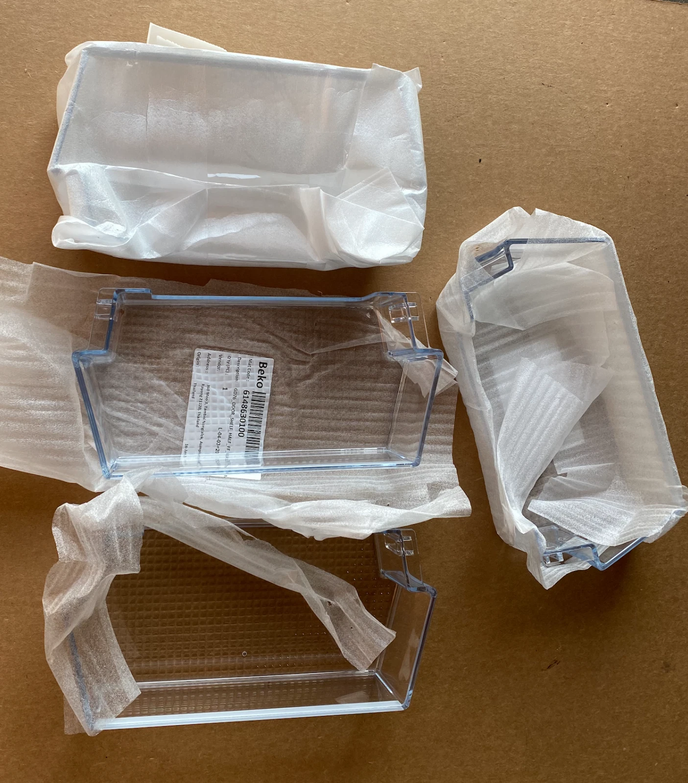 Set of Door Shelves / Bins for Beko Refrigerator French door 6148630100