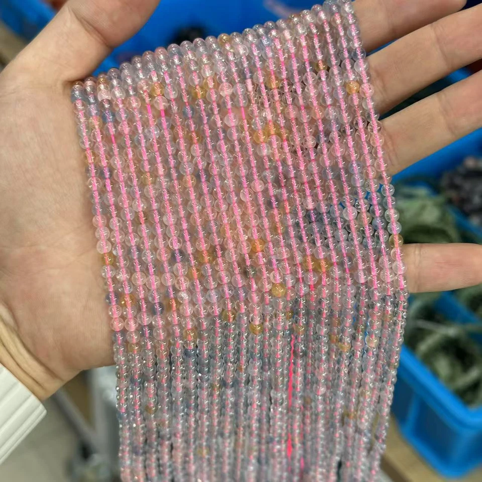 Cuentas de berilo de morganita natural transparente de alta calidad de 4-12 mm para hacer joyas Foto 4 de 4