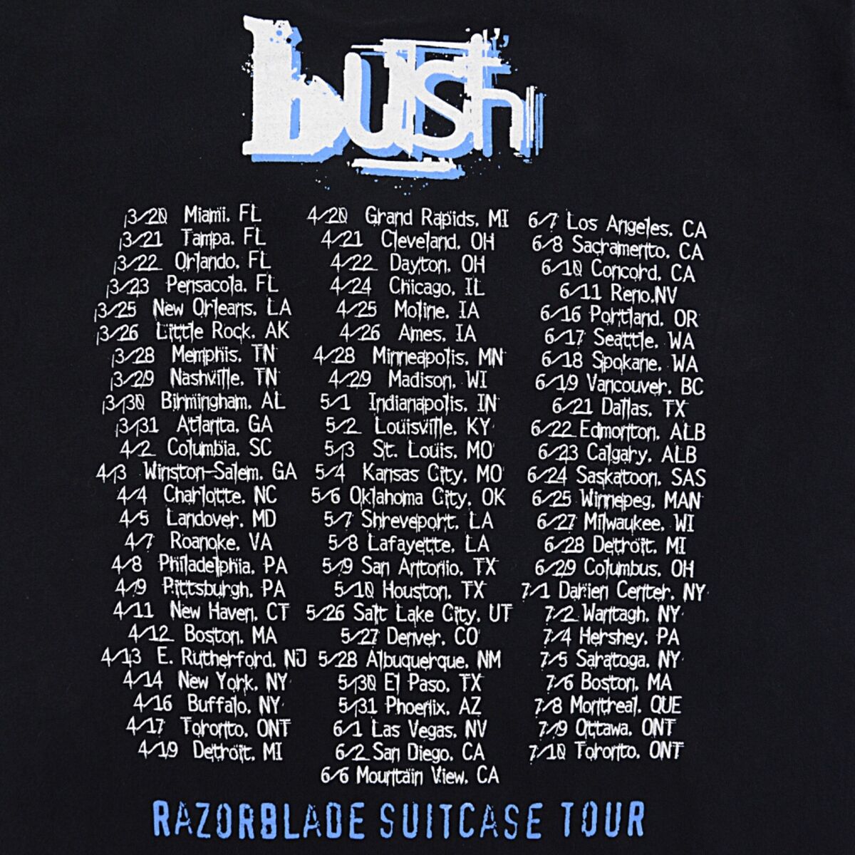 Vintage 1995 BUSH Razorblade Suitcase Band Tour T-Shirt Vintage 1995 BUSH Razorblade Suitcase Band Tour T-Shirt