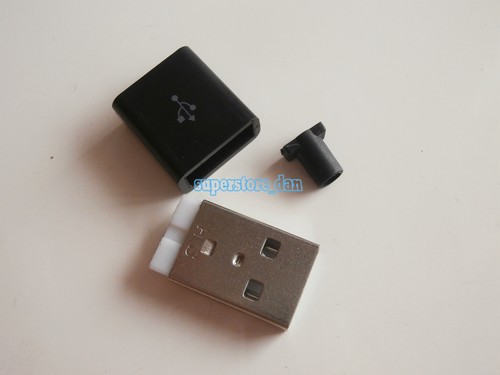 20X USB 2.0 Type-A Plug 4-pin Male Adapter Solder Connector Black Cover Square - Picture 4 of 6