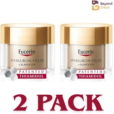 2 x Eucerin Hyaluron-Filler + Elasticity Night Cream 50ml Anti-Age Exp 04/2028